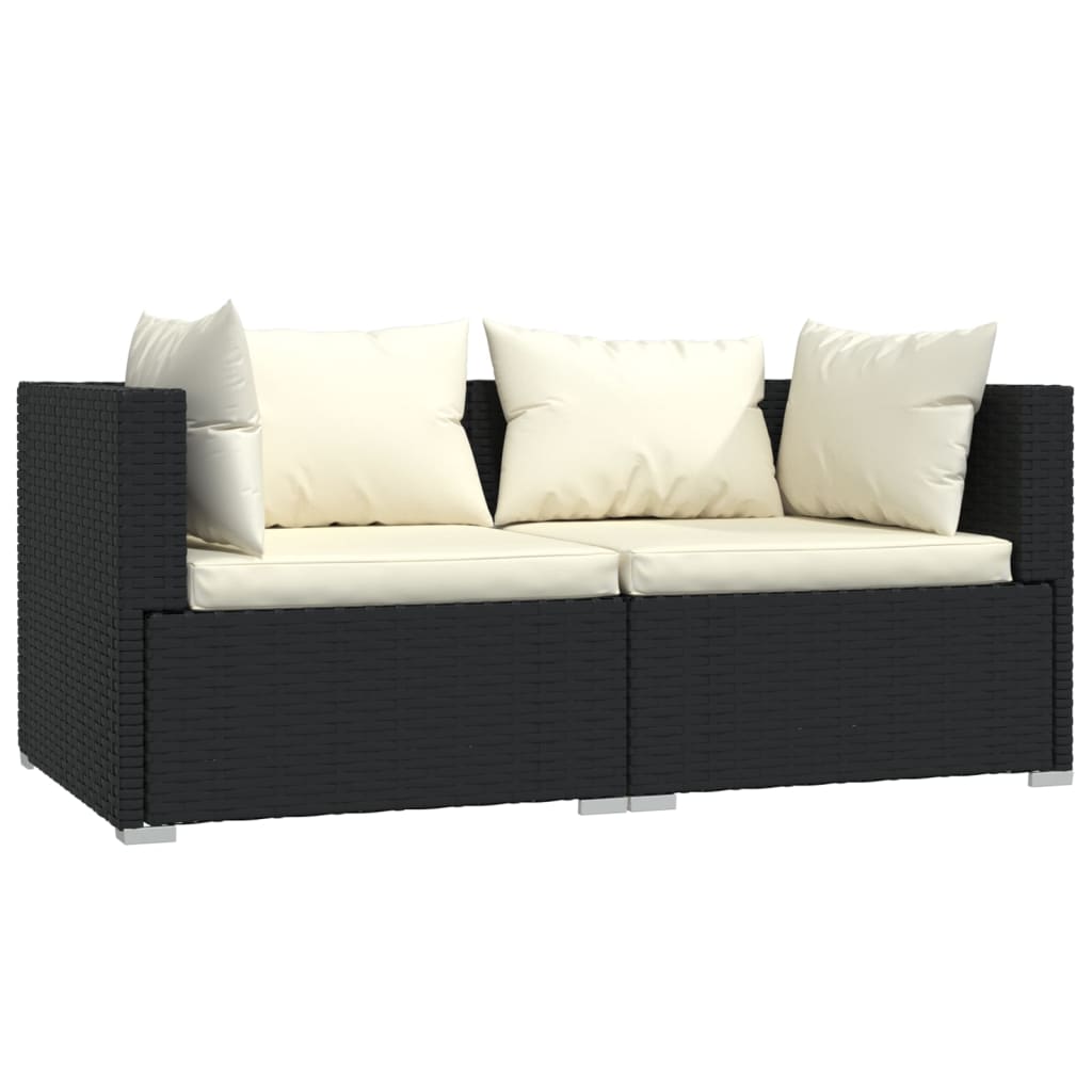 3 pcs garden furniture with black braided resin cushions