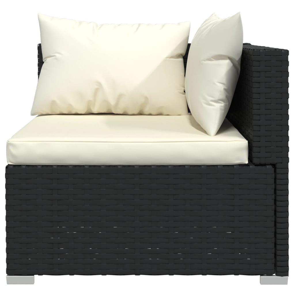 3 -seater sofa with black braided resin cushions