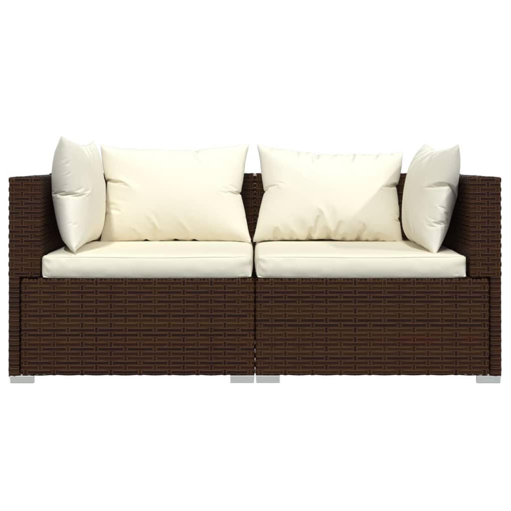 2 -seater sofa with braided brown resin cushions