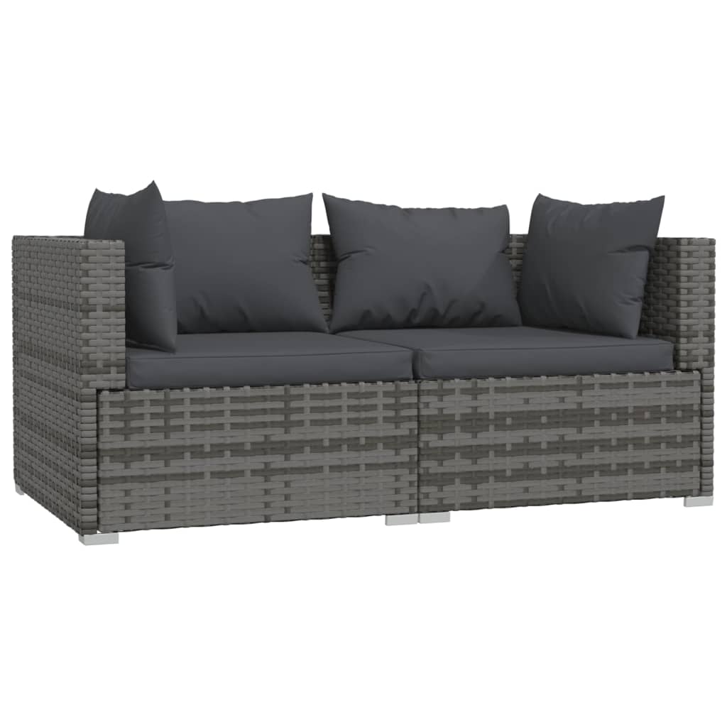 3 pcs garden furniture with braided resin gray cushions