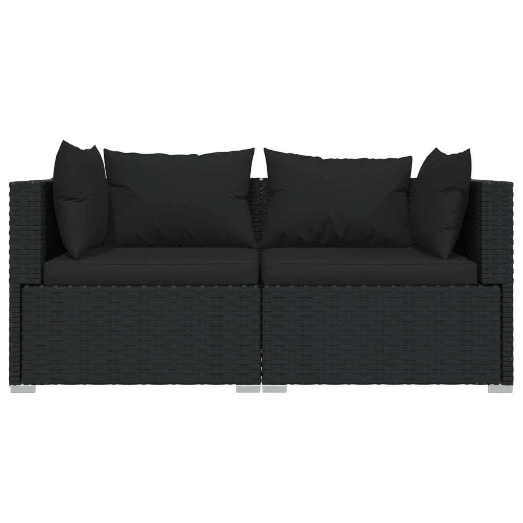 2 -seater sofa with black braided resin cushions