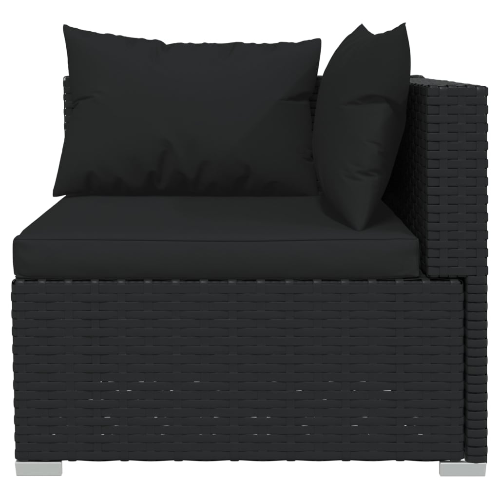 3 -seater sofa with black braided resin cushions