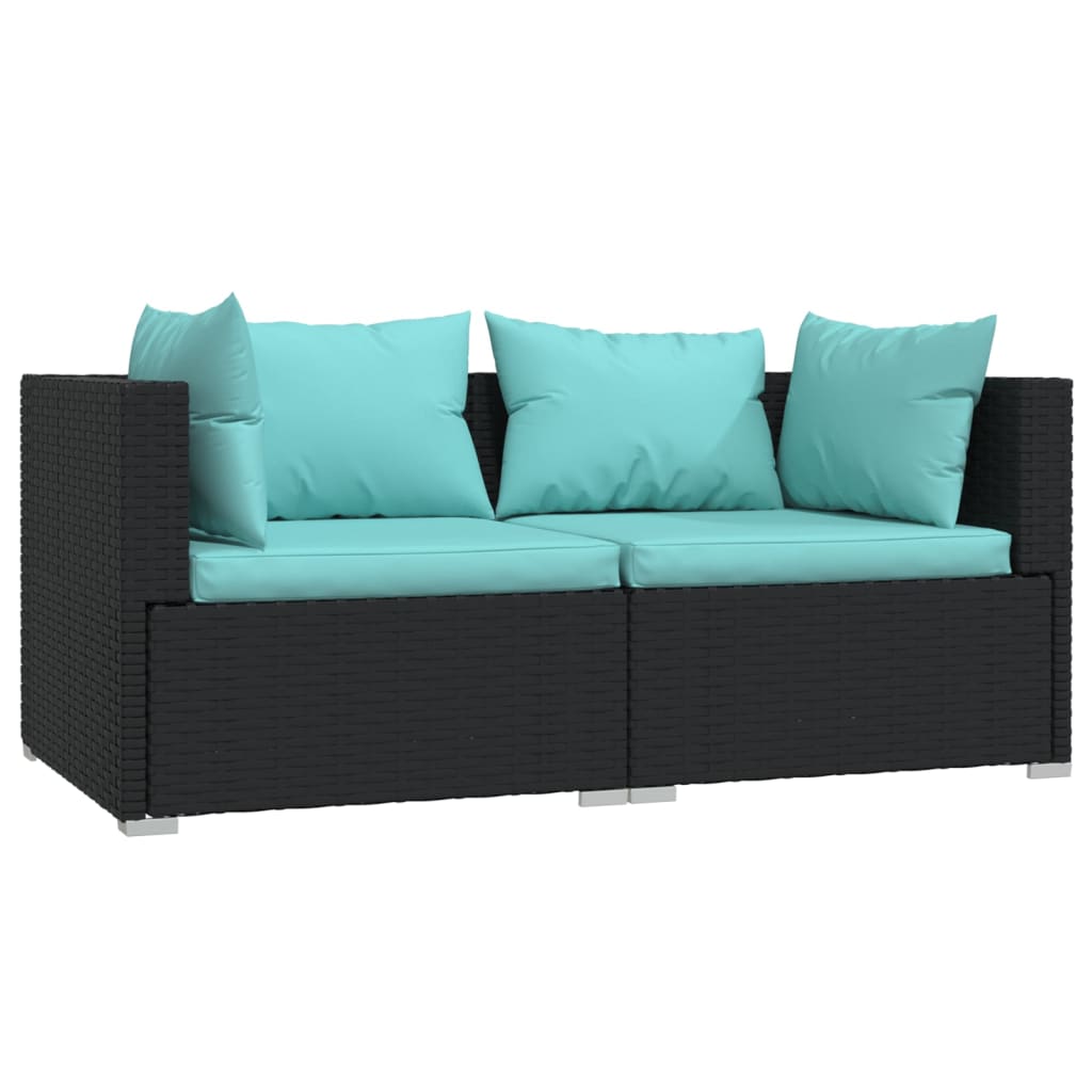 2 -seater sofa with black braided resin cushions