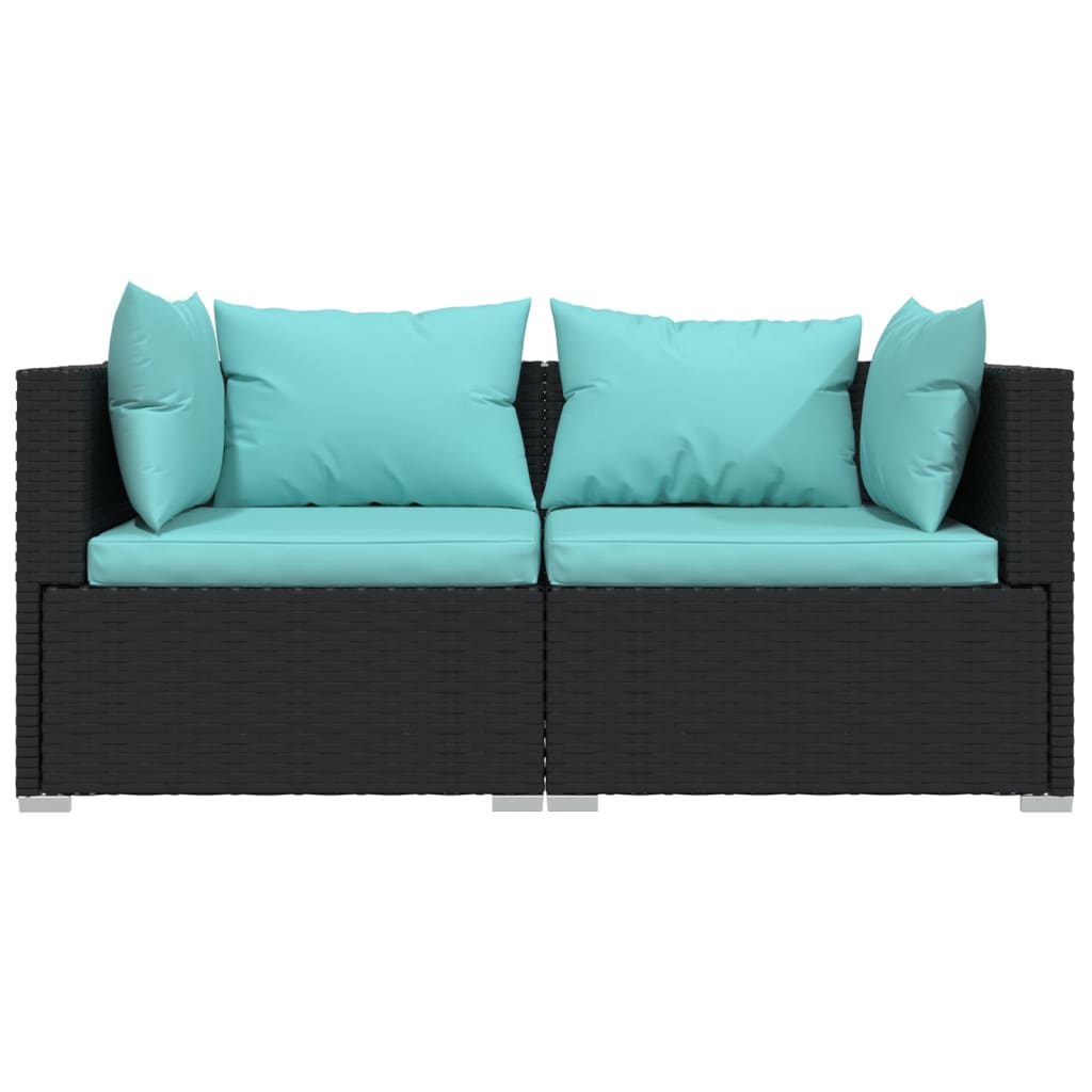 2 -seater sofa with black braided resin cushions