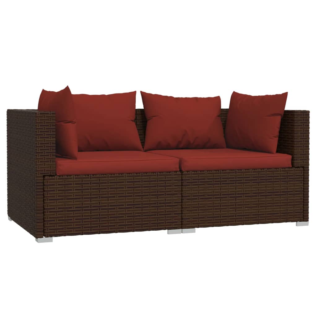 2 -seater sofa with braided brown resin cushions