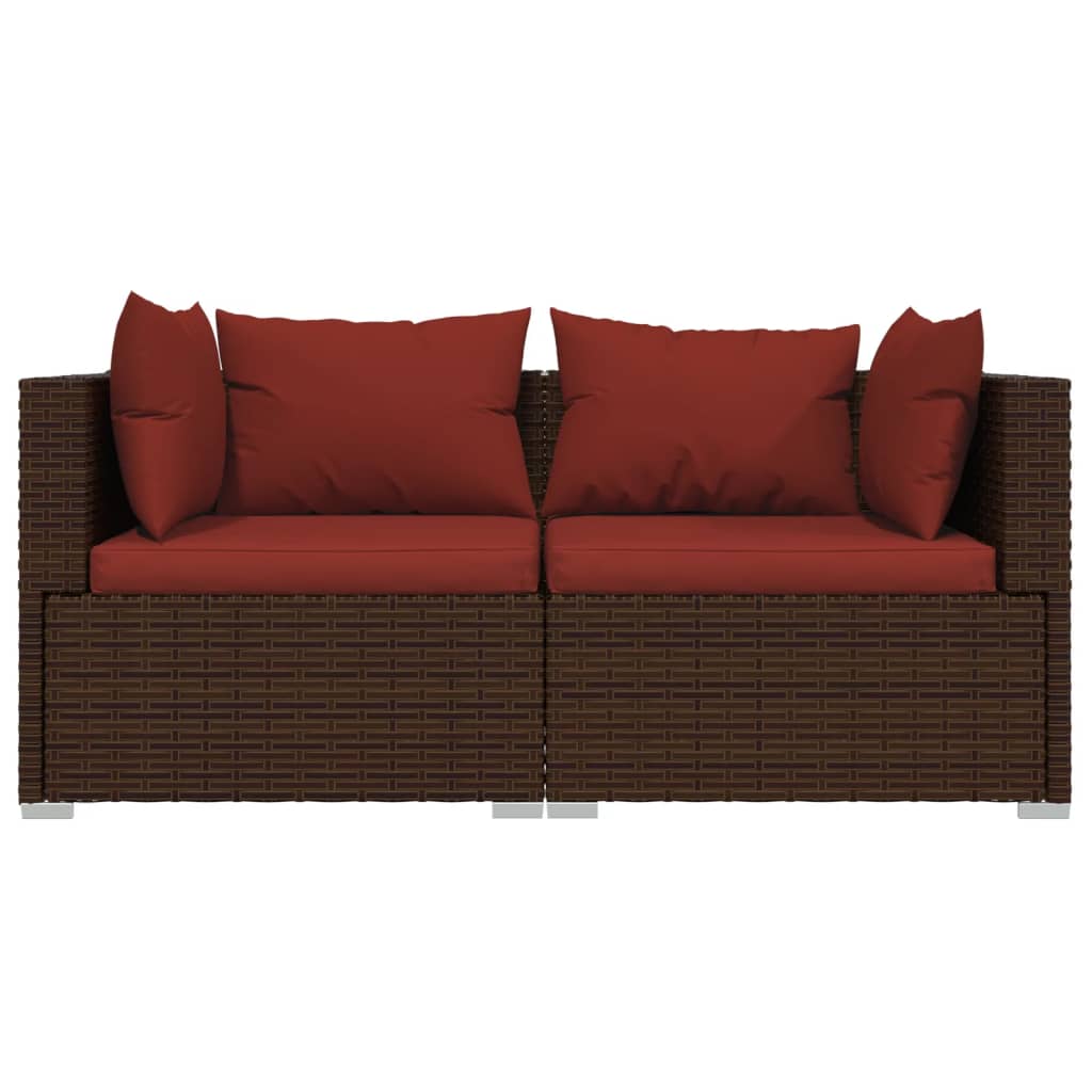 2 -seater sofa with braided brown resin cushions