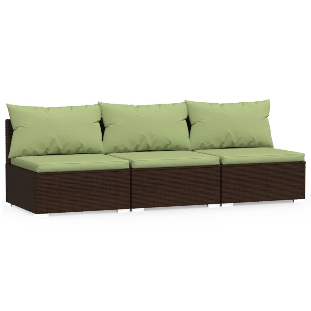 3 -Seerer -Sofa mit geflochtenen braunen Harzkissen