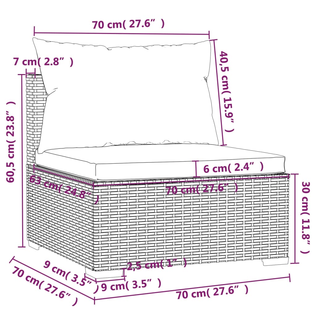 3 -Seerer -Sofa mit geflochtenen braunen Harzkissen