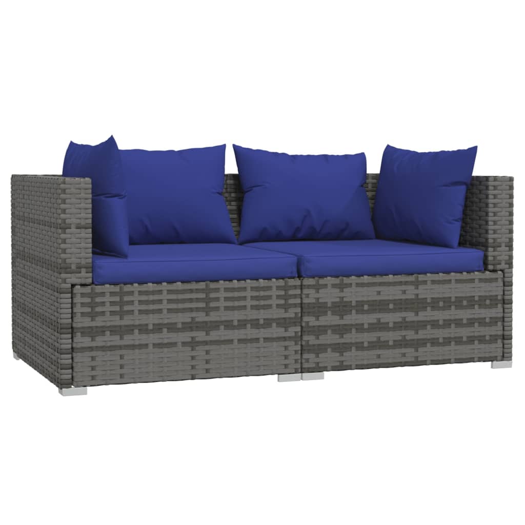 2 -seater sofa with braided resin gray cushions