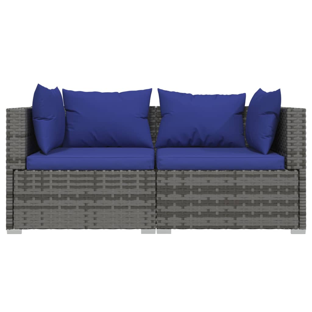 2 -seater sofa with braided resin gray cushions