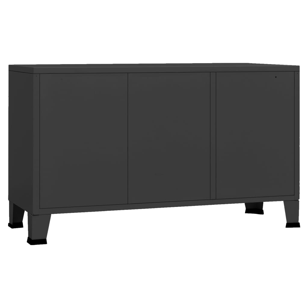 Credenza industriale Nera 105x35x62 cm Metallo e vetro