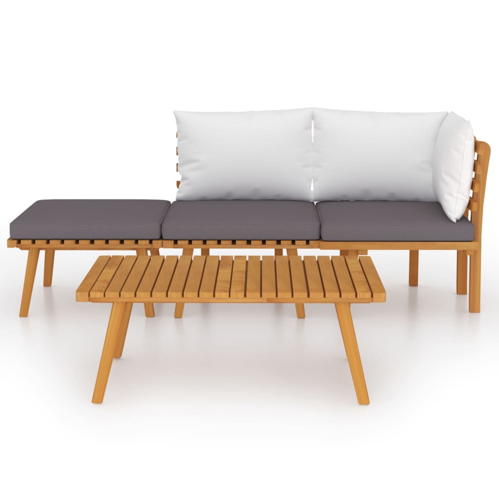 Salon de jardin 4 pcs avec coussins Bois d'acacia solide