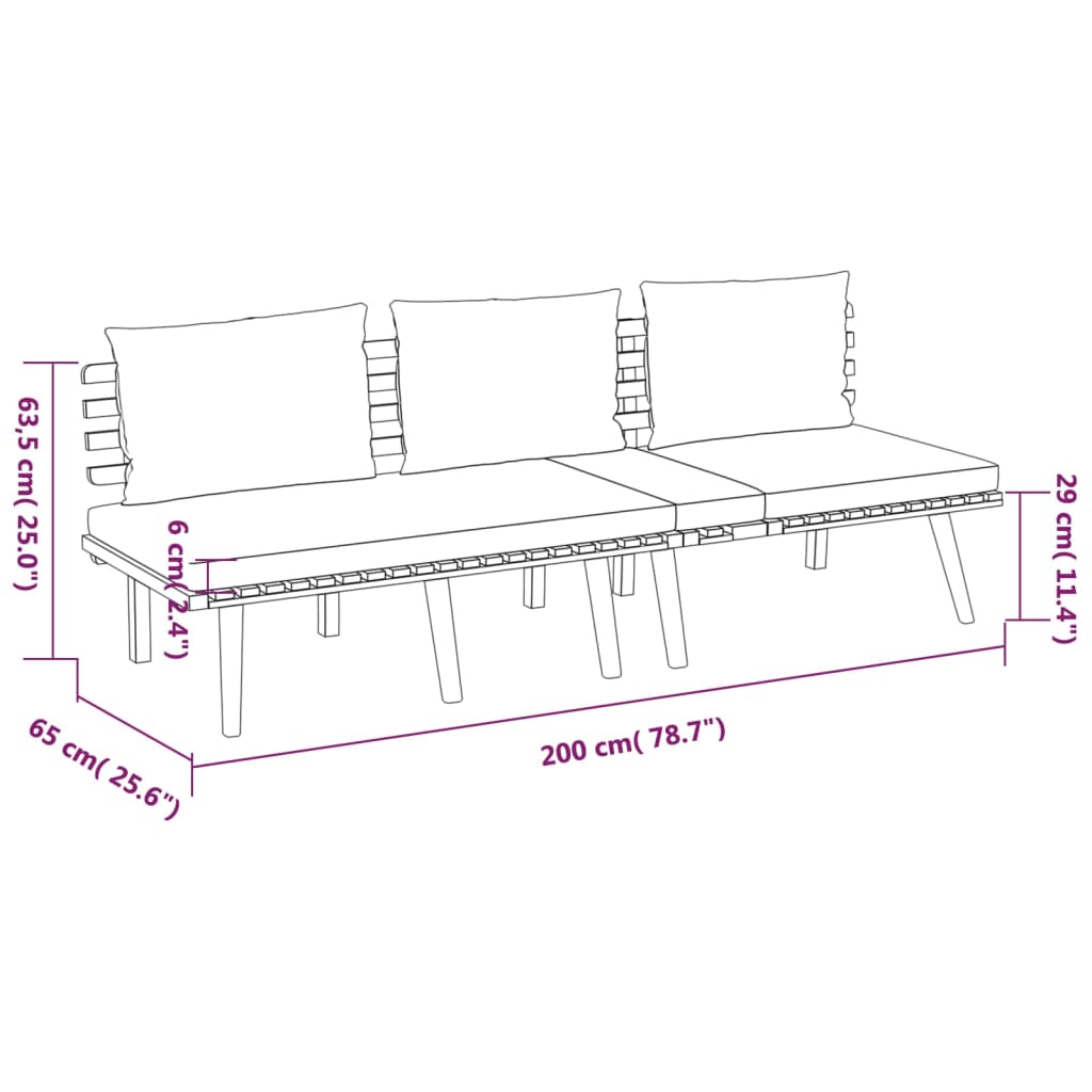 Salon de jardin 4 pcs avec coussins Bois d'acacia solide