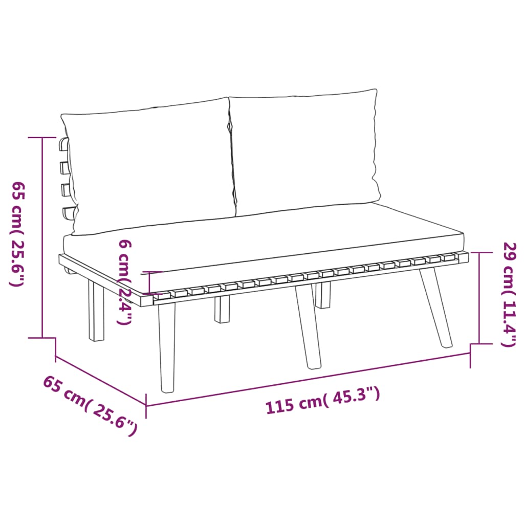 Salon de jardin 5 pcs avec coussins Bois d'acacia solide