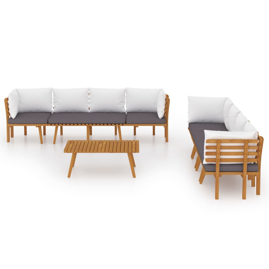 Salon de jardin 8 pcs avec coussins Bois d'acacia solide