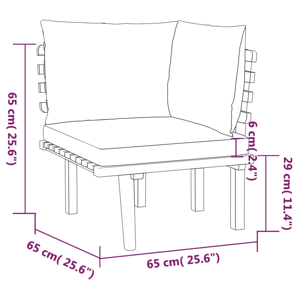 Salon de jardin 8 pcs avec coussins Bois d'acacia solide