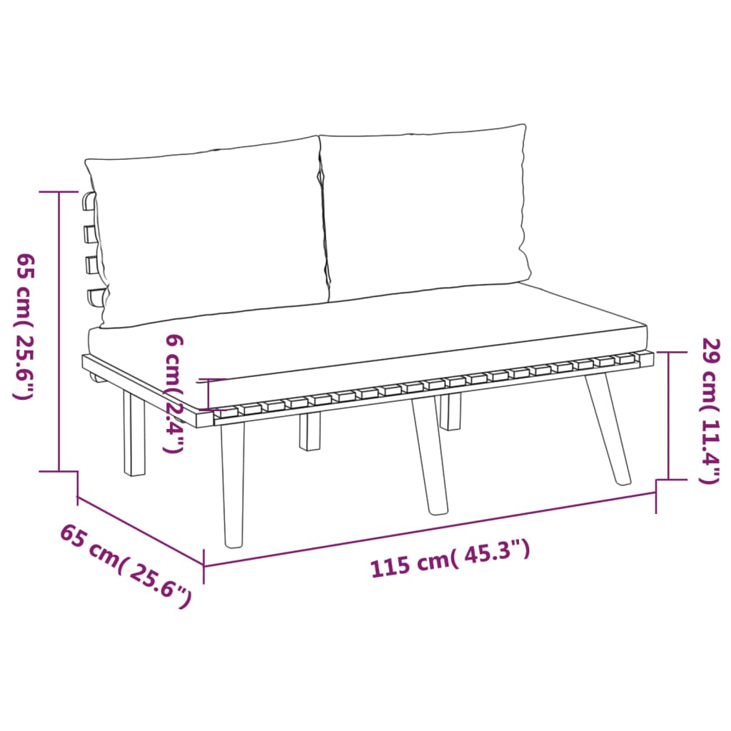 Salon de jardin 8 pcs avec coussins Bois d'acacia solide