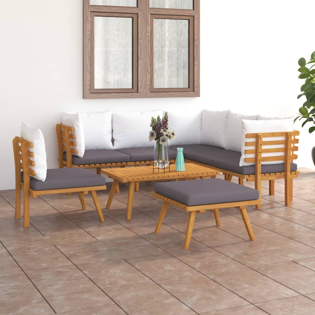 Salon de jardin 8 pcs avec coussins Bois d'acacia solide