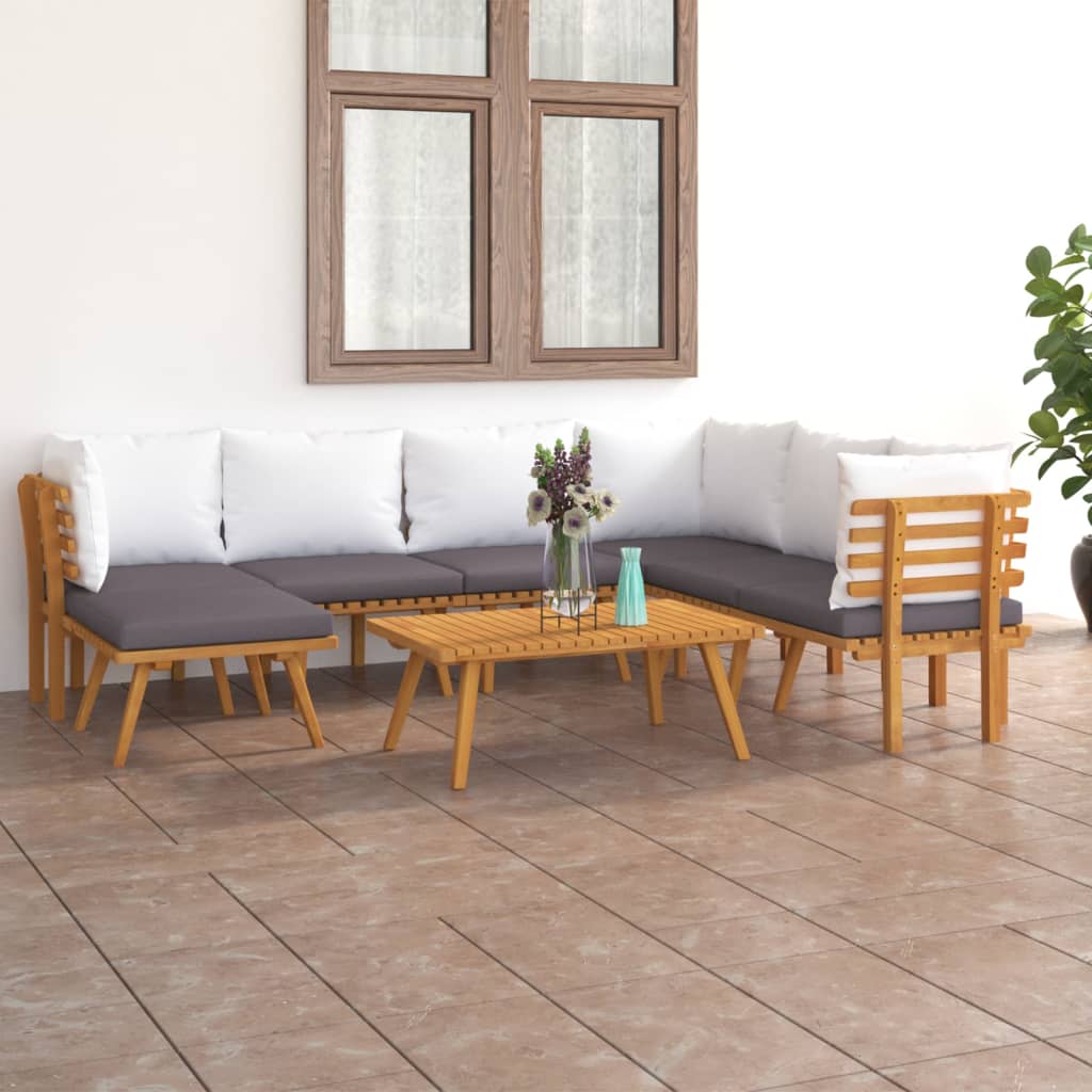 Salon de jardin 8 pcs avec coussins Bois d'acacia solide