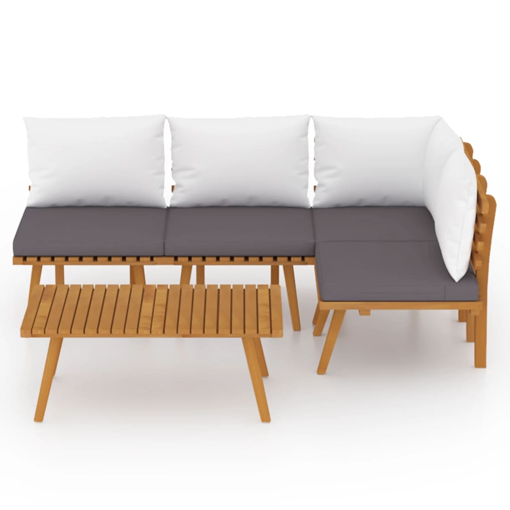 Salon de jardin 5 pcs avec coussins Bois d'acacia solide