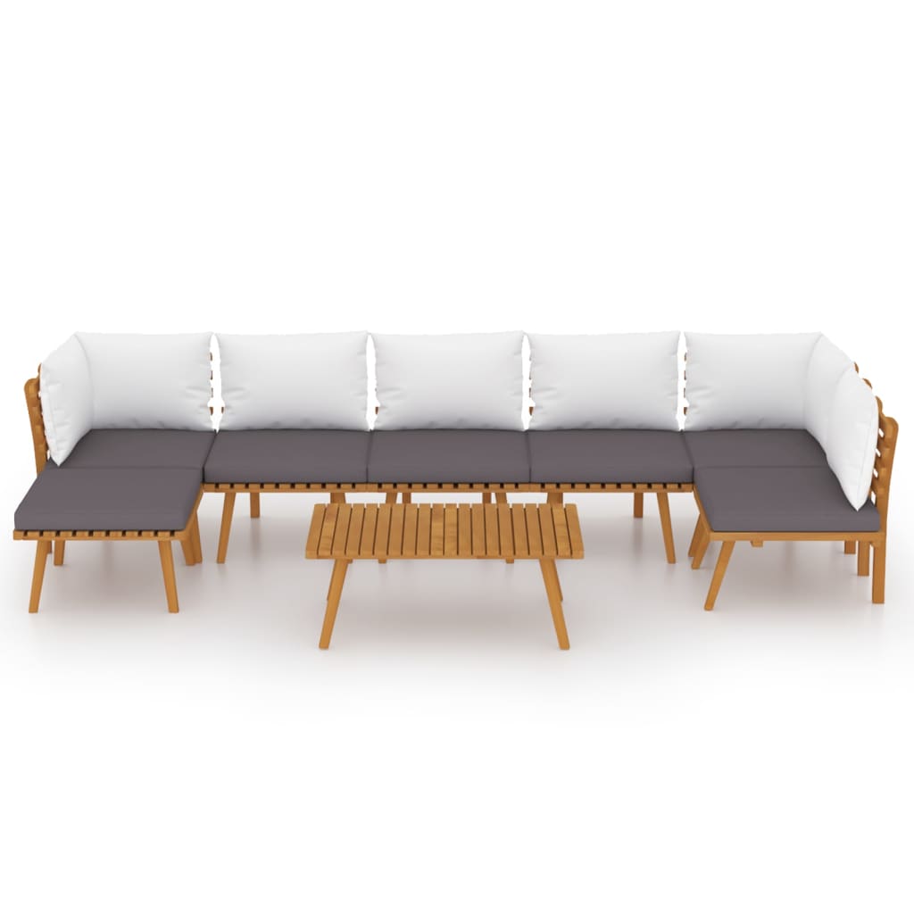 Salon de jardin 8 pcs avec coussins Bois d'acacia solide