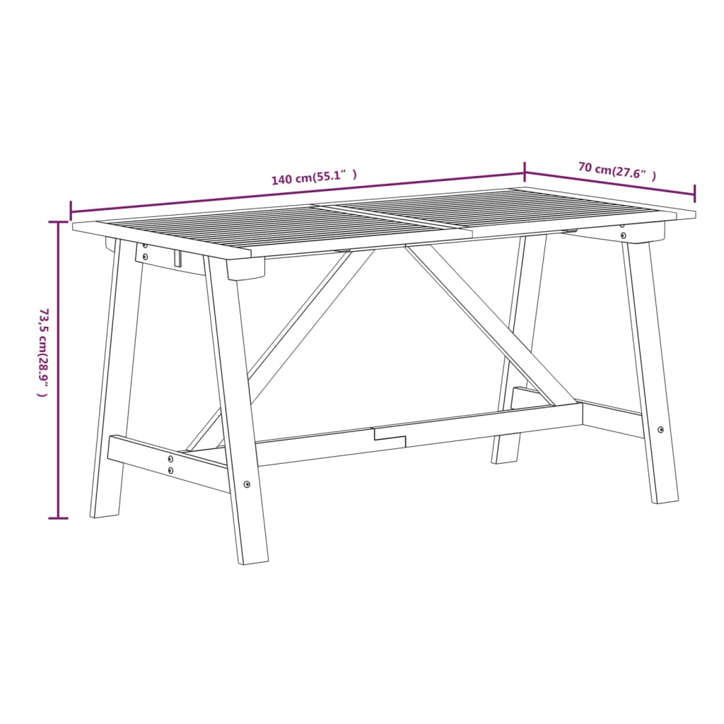 Ensemble de salle à manger de jardin 5 pcs Bois d'acacia solide