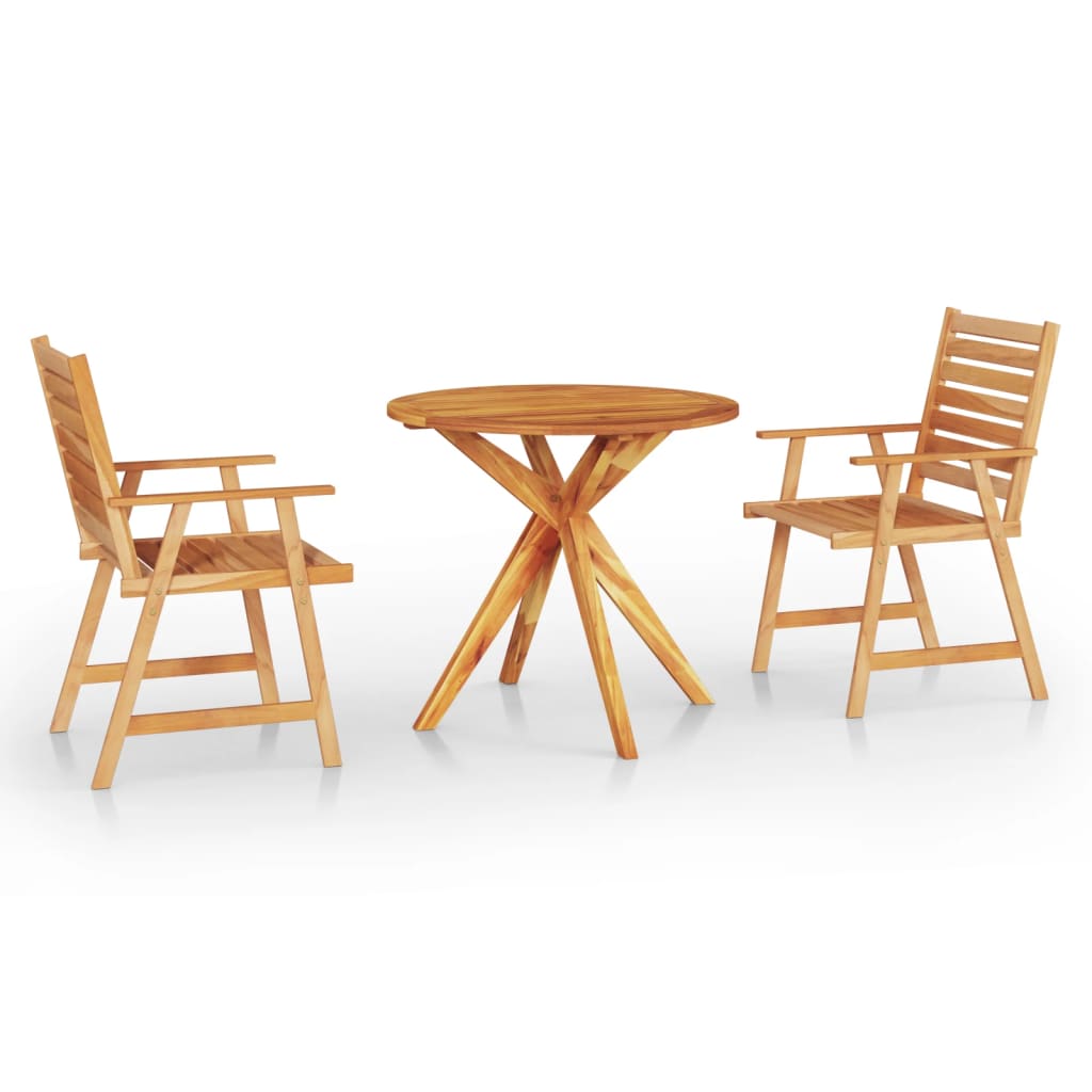 Ensemble de salle à manger de jardin 3 pcs Bois d'acacia solide