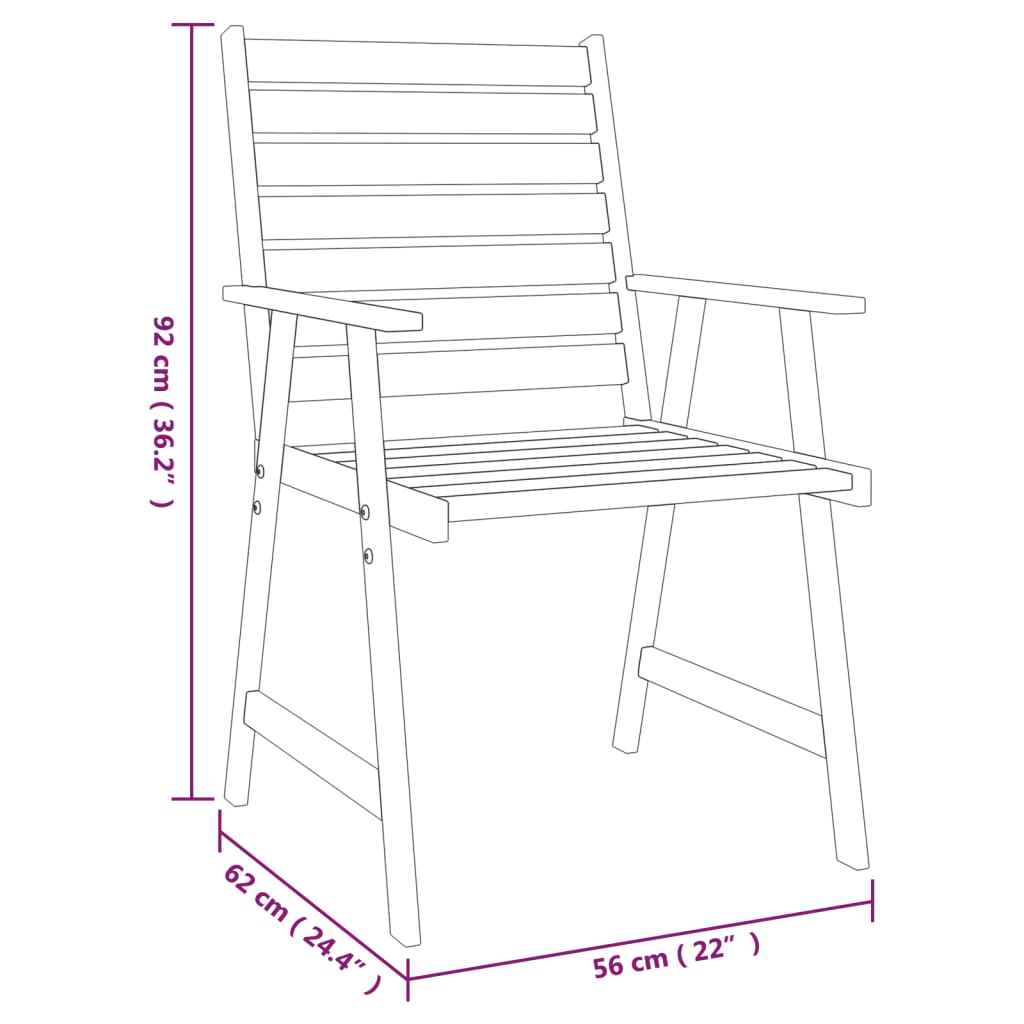 Ensemble de salle à manger de jardin 3 pcs Bois d'acacia solide