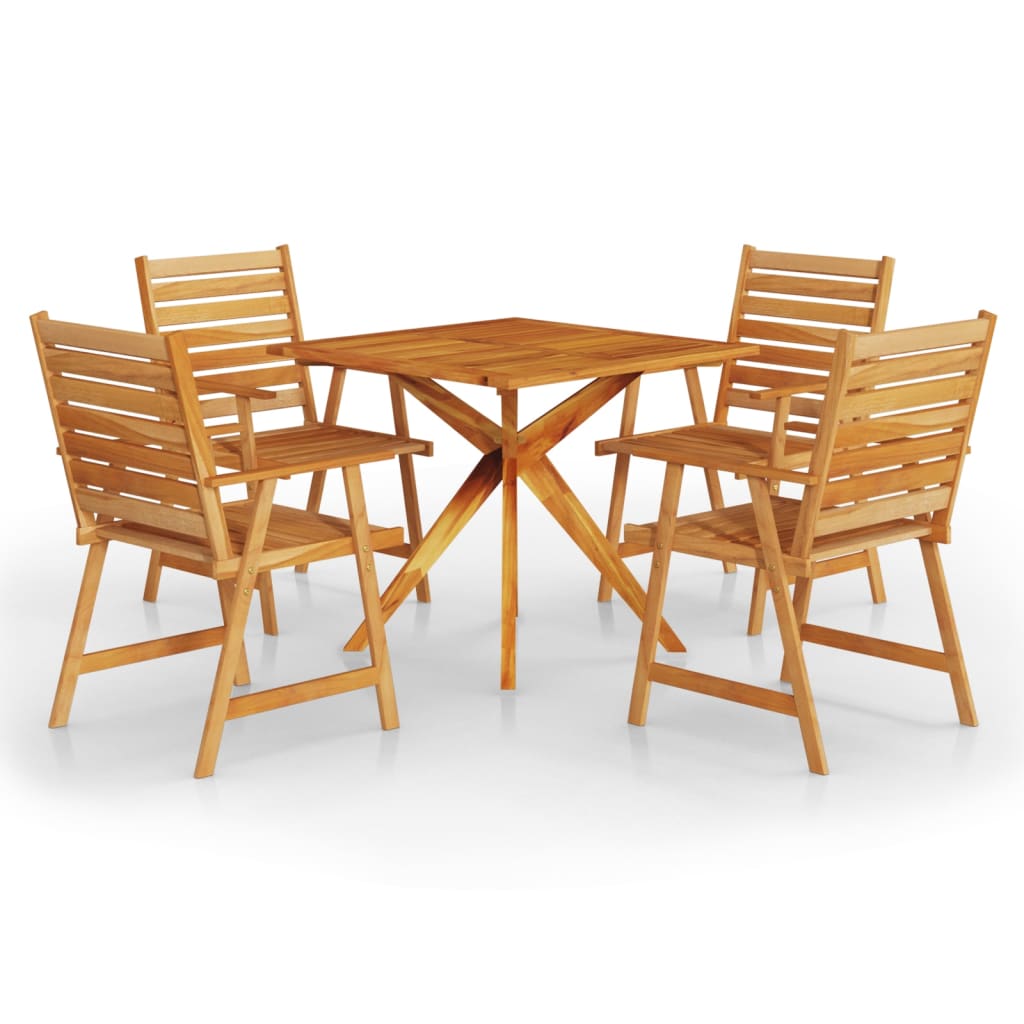 Ensemble de salle à manger de jardin 5 pcs Bois d'acacia massif