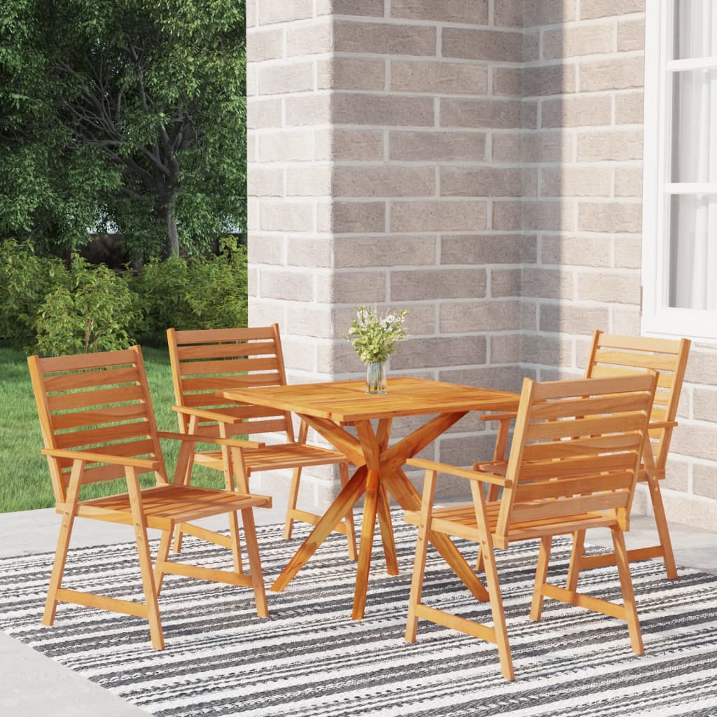 Ensemble de salle à manger de jardin 5 pcs Bois d'acacia massif