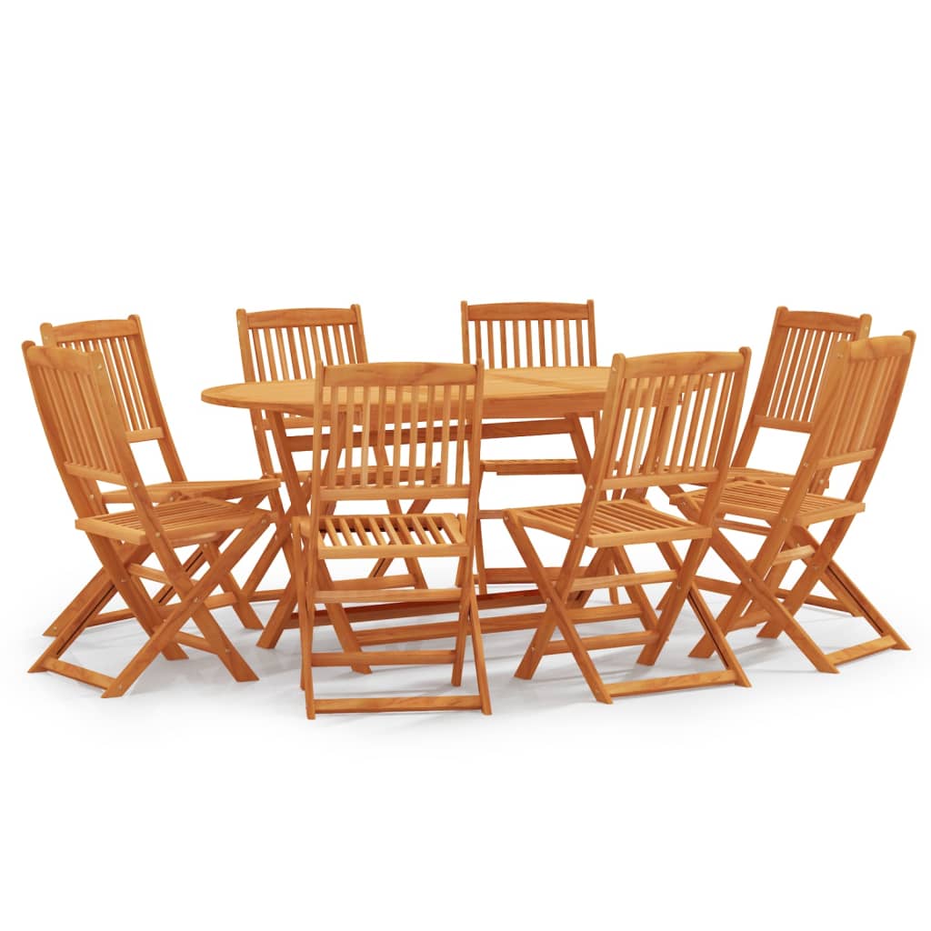 Mobilier à dîner d'extérieur pliable 9 pcs Bois d'eucalyptus