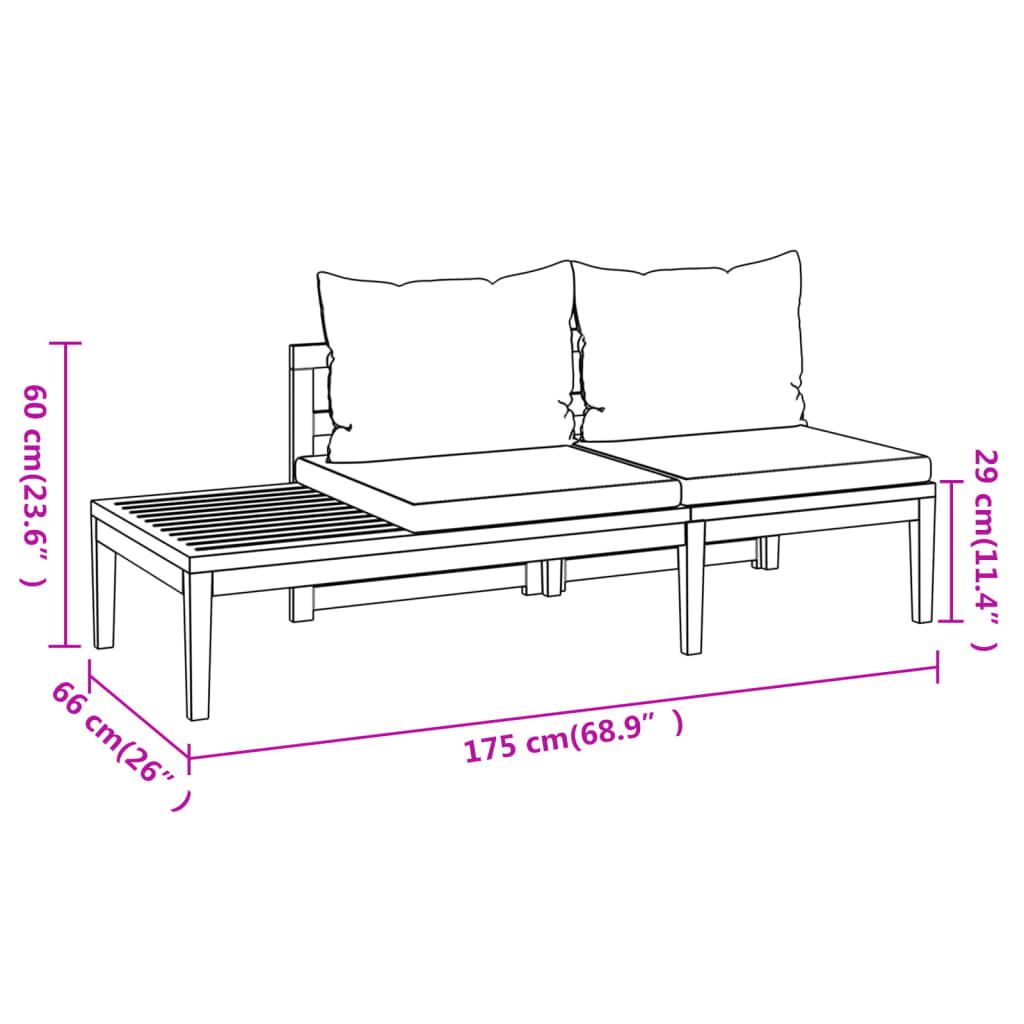 Salon de jardin 4 pcs avec coussins gris foncé Bois d'acacia