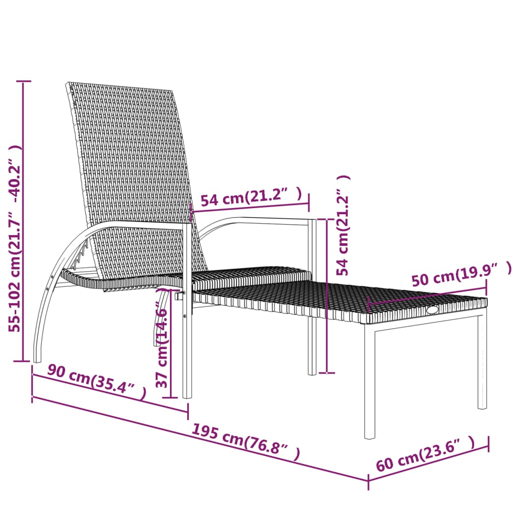 Langer Stuhl mit grau geflochtenem Harzfußlauf
