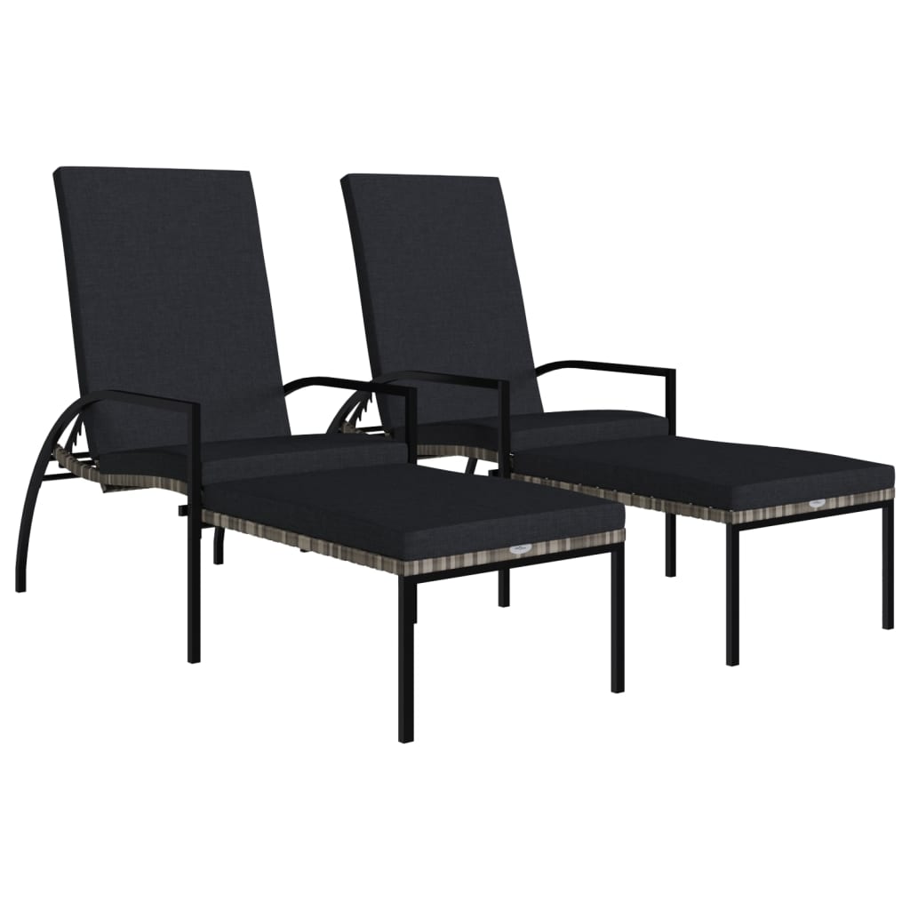 Lange Stühle mit 2 PCs grau geflochtenem Harz