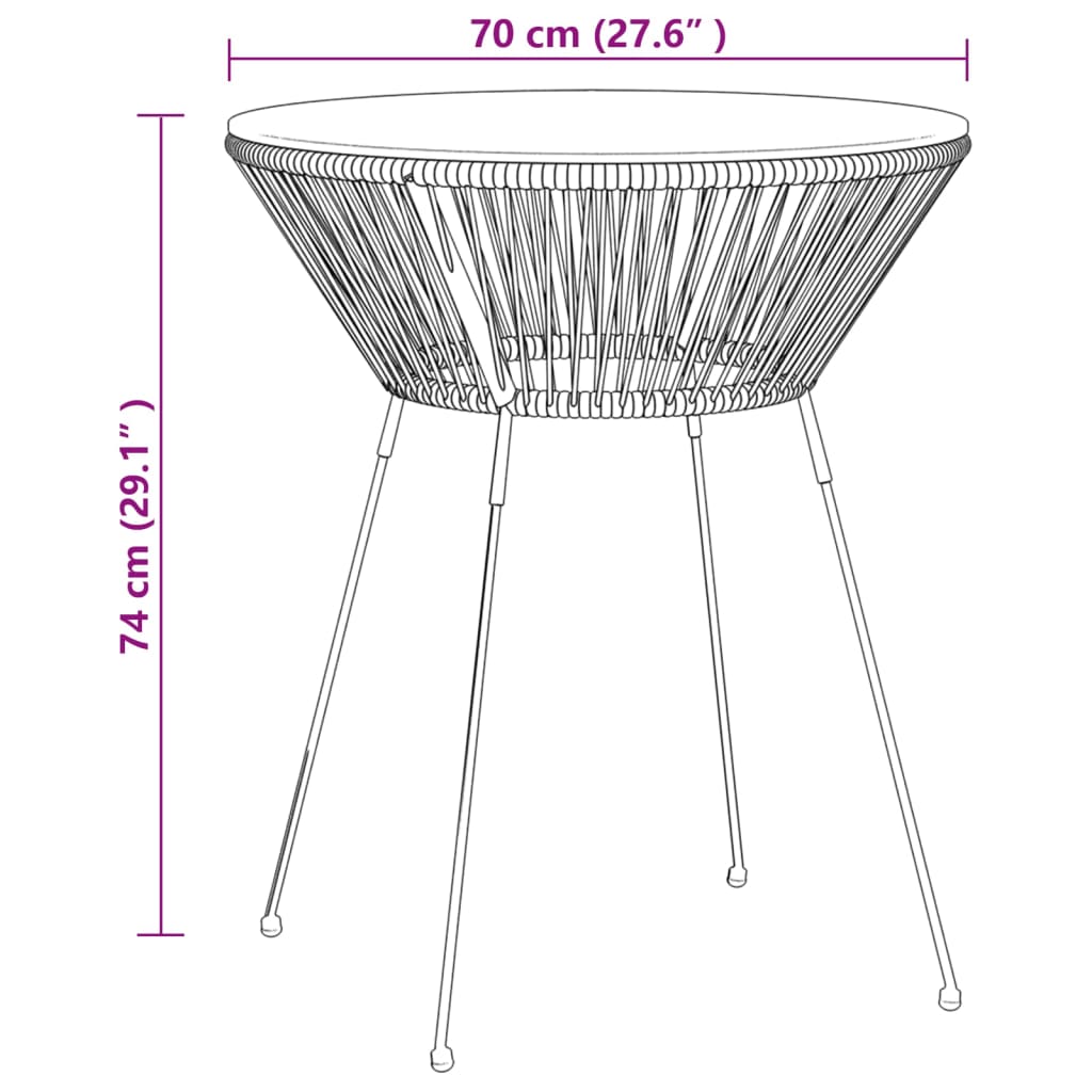 Ensemble de salle à manger de jardin 3 pcs Noir