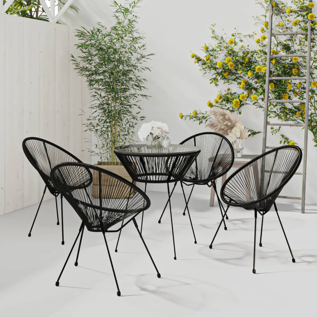 Ensemble de salle à manger de jardin 5 pcs Noir