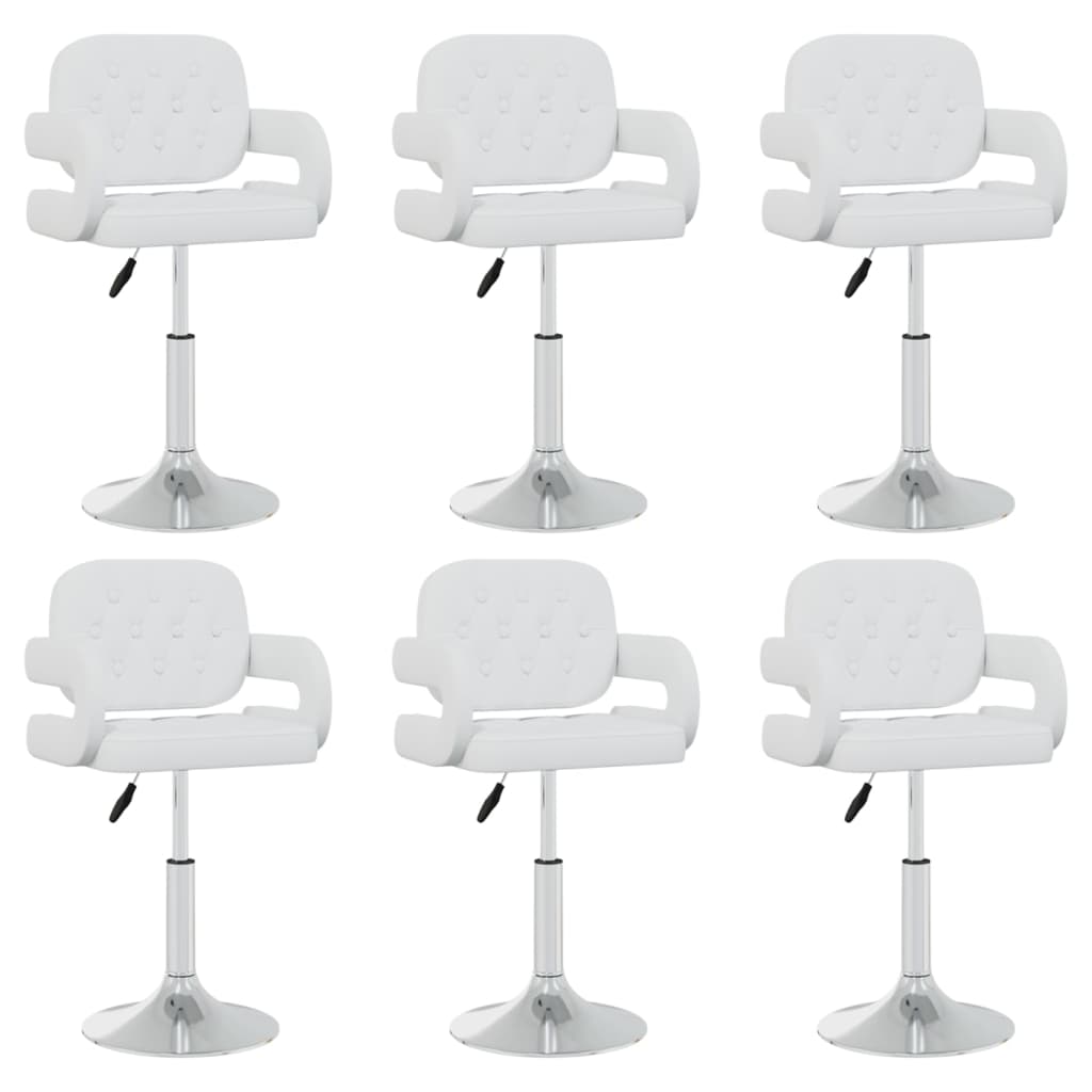 Pivoting chairs to eat set of 6 white imitation leather