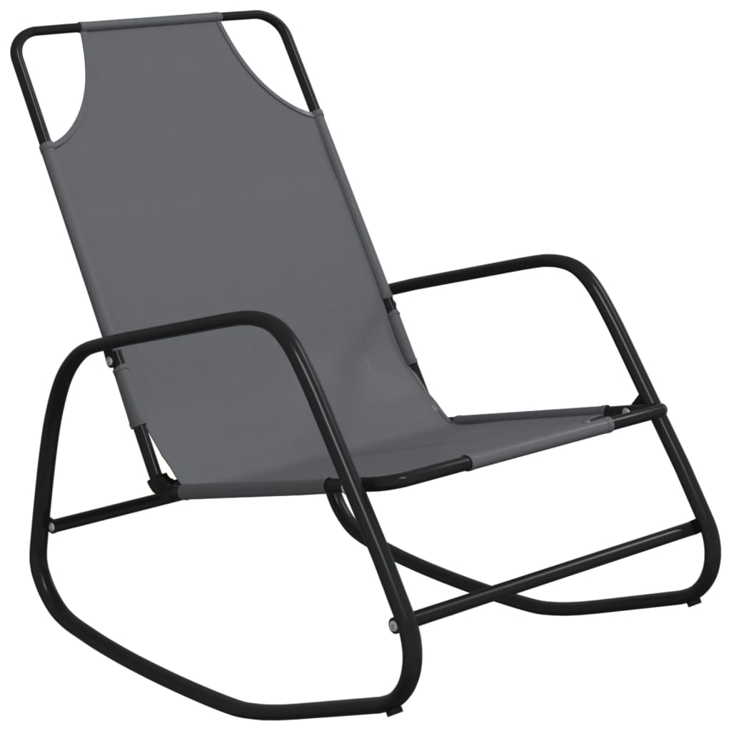 Chaise longue à bascule Gris Acier et textilène