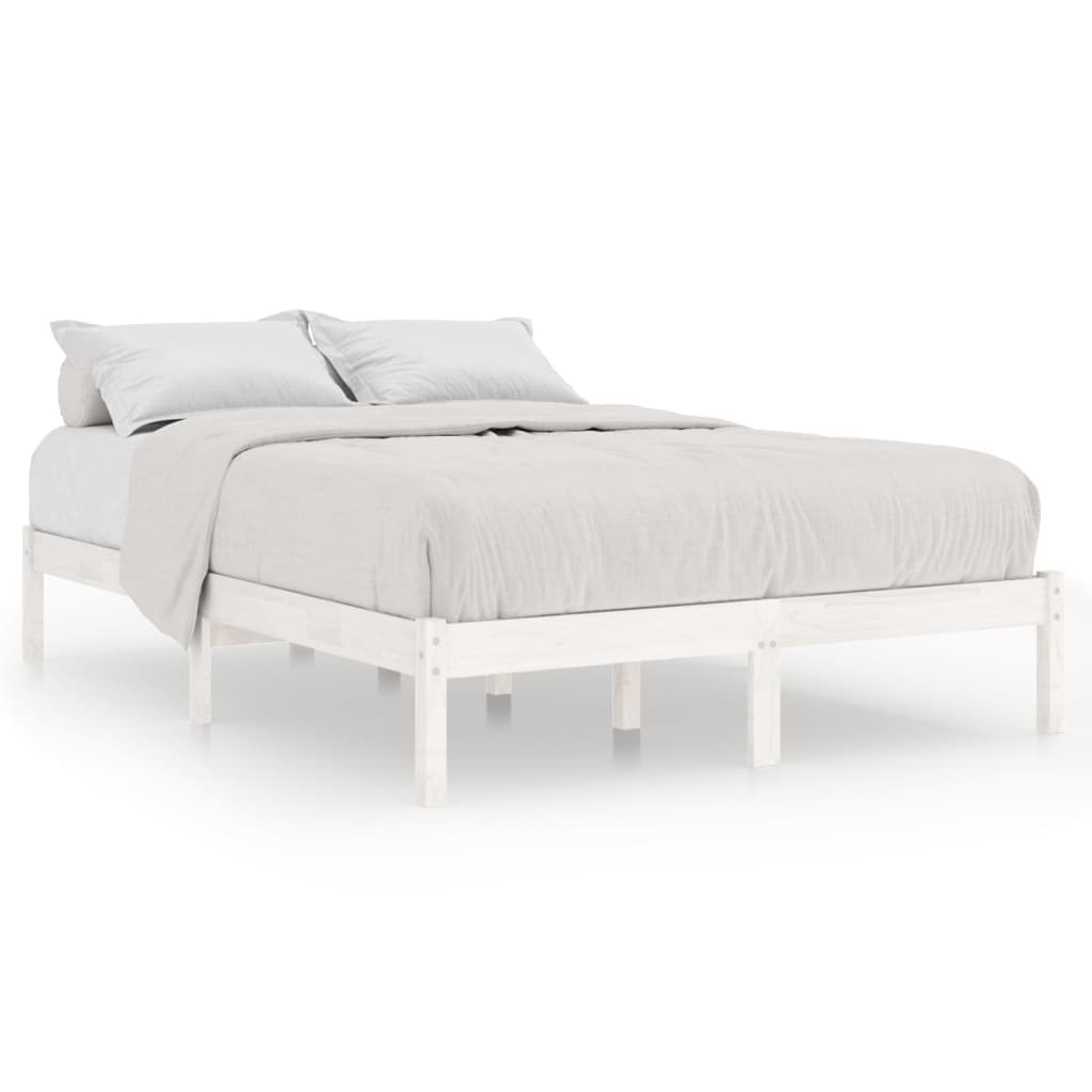 White bed frame solid pine wood 160x200 cm