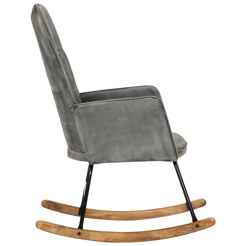 Chaise à bascule gris vintage toile