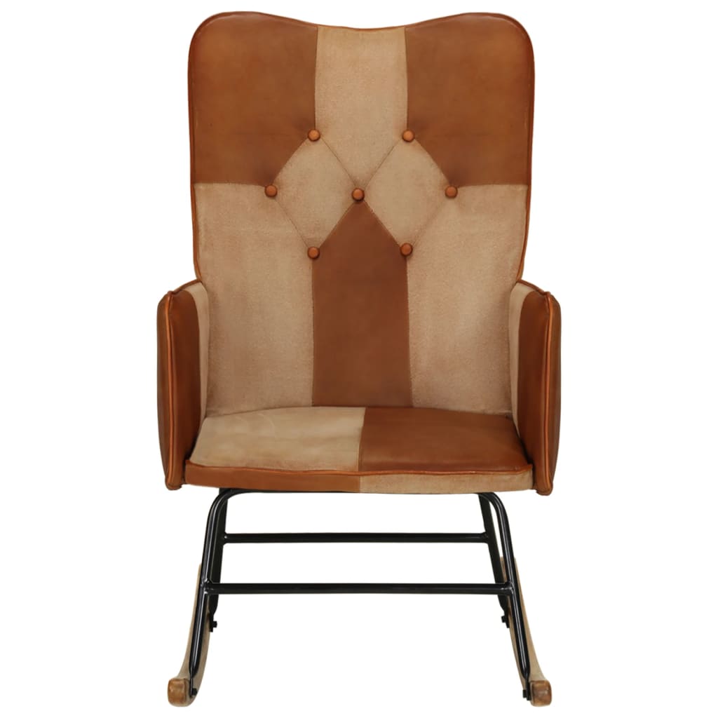 Happy brown leather -leather and canvas flock chair