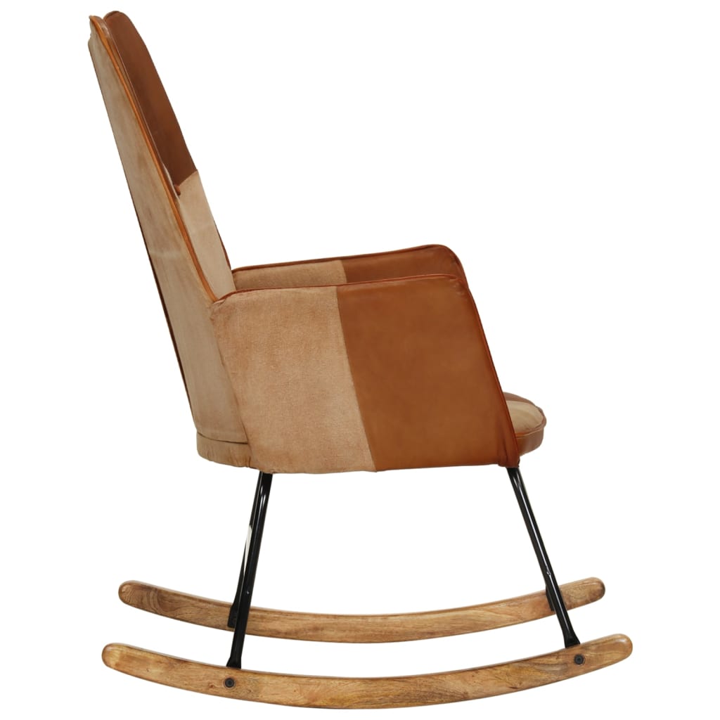 Happy brown leather -leather and canvas flock chair
