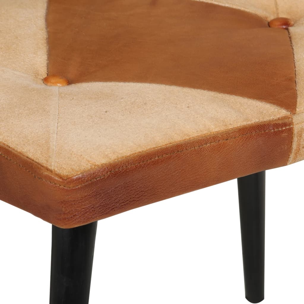 Tench Stuhl und braunes braunes Lederbraun und Leinwand