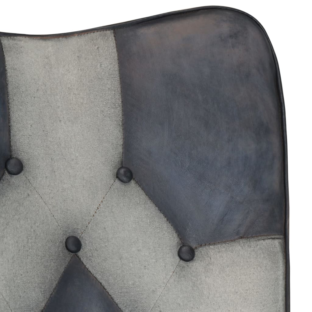 Tench chair and Gray Gray Leather Gray and Canvas