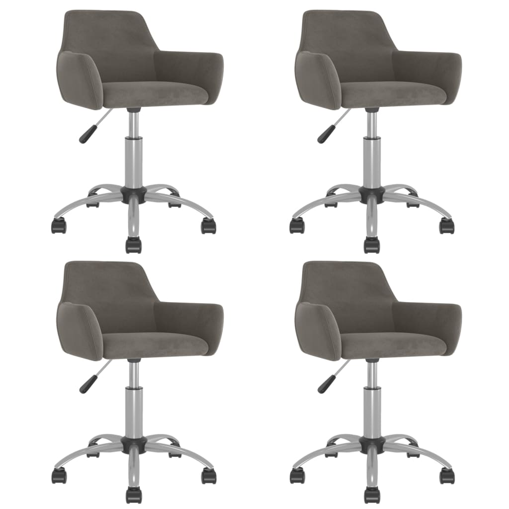 Pivoting chairs to eat a batch of 4 dark gray velvet