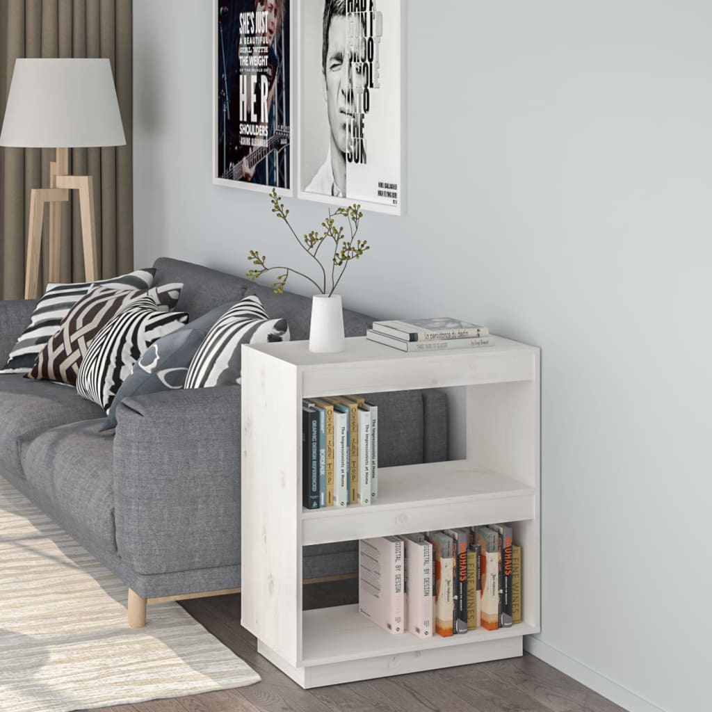 White library 60x35x71 cm Solid pine wood