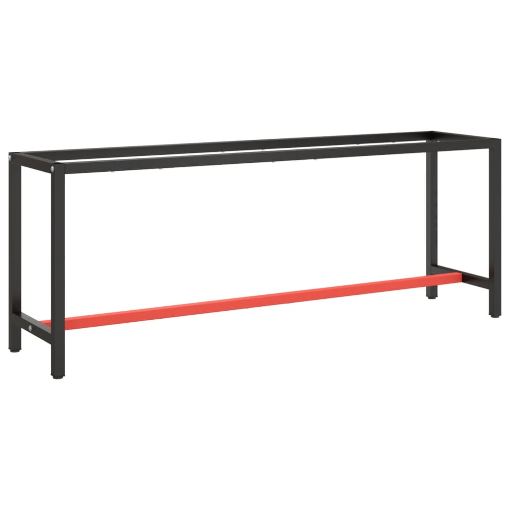 Mat matt black and red work bench 210x50x79 cm metal