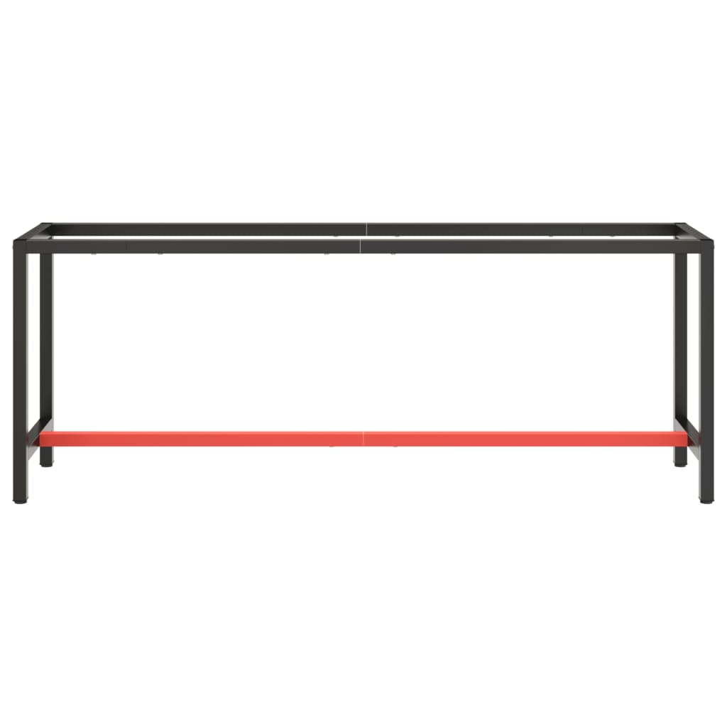Mat matt black and red work bench 210x50x79 cm metal