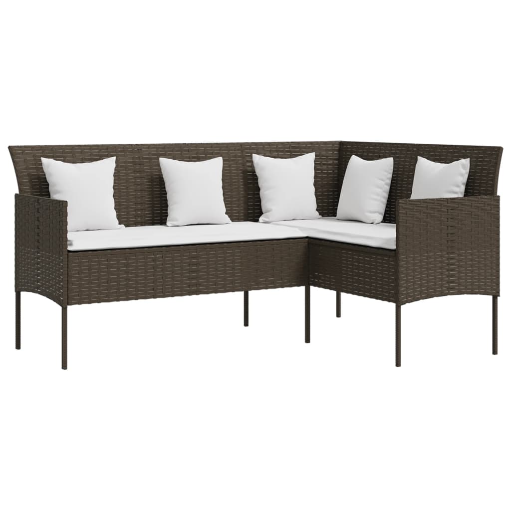 Set von Sofas in L 5pcs mit braun geflochtenen Harzkissen