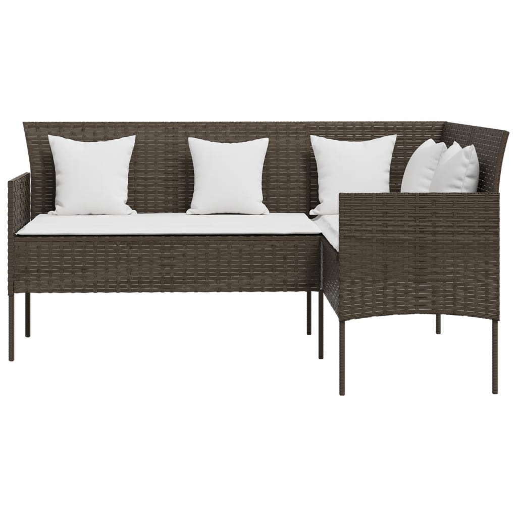 Set von Sofas in L 5pcs mit braun geflochtenen Harzkissen